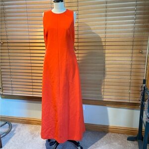 Brandon Maxwell Orange Crew Neck Sleeveless Maxi Dress